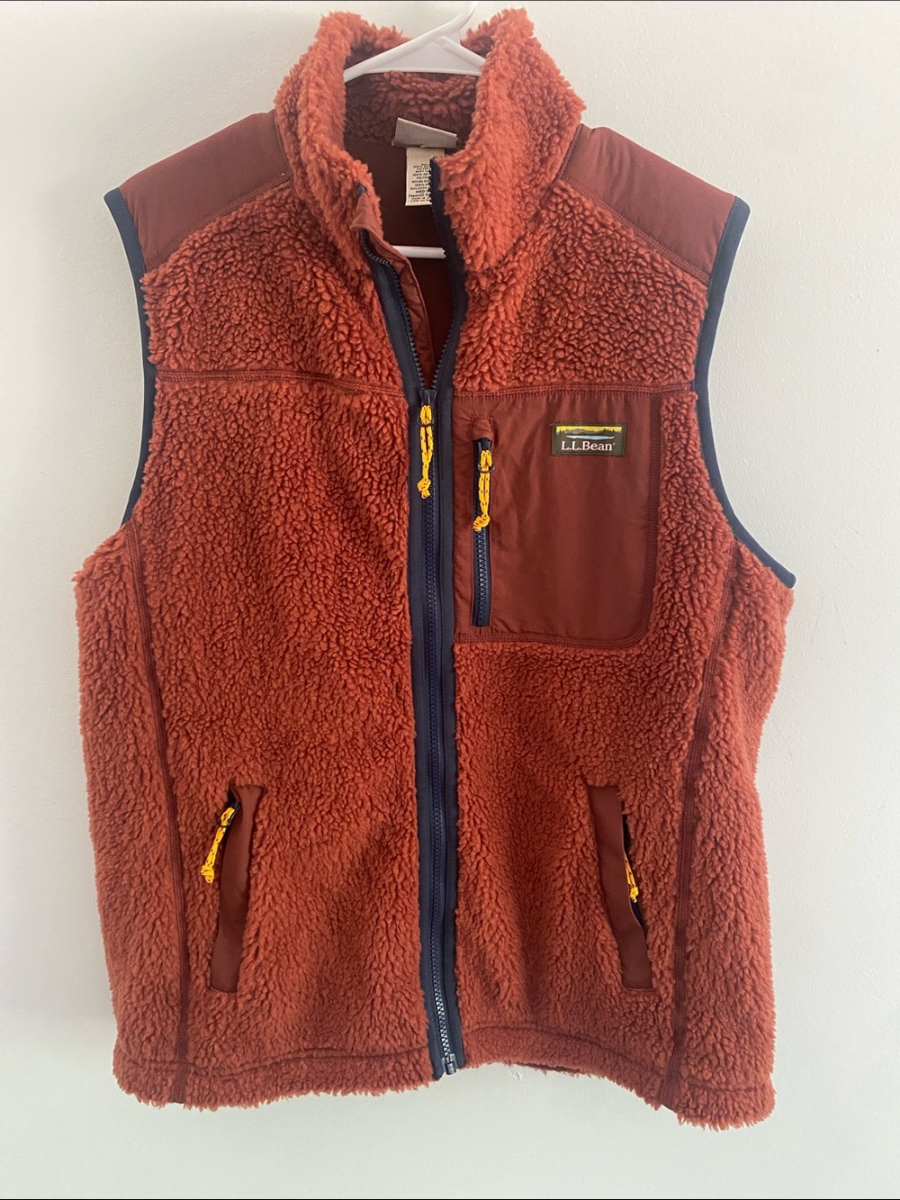 LL Bean Men's Sherpa Vest Rust Brown Size Medium Regular